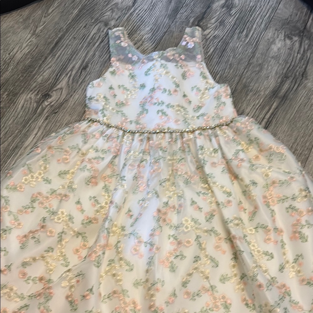American Princess Cream and Pink Sundress Sleeveless Scoop Neck